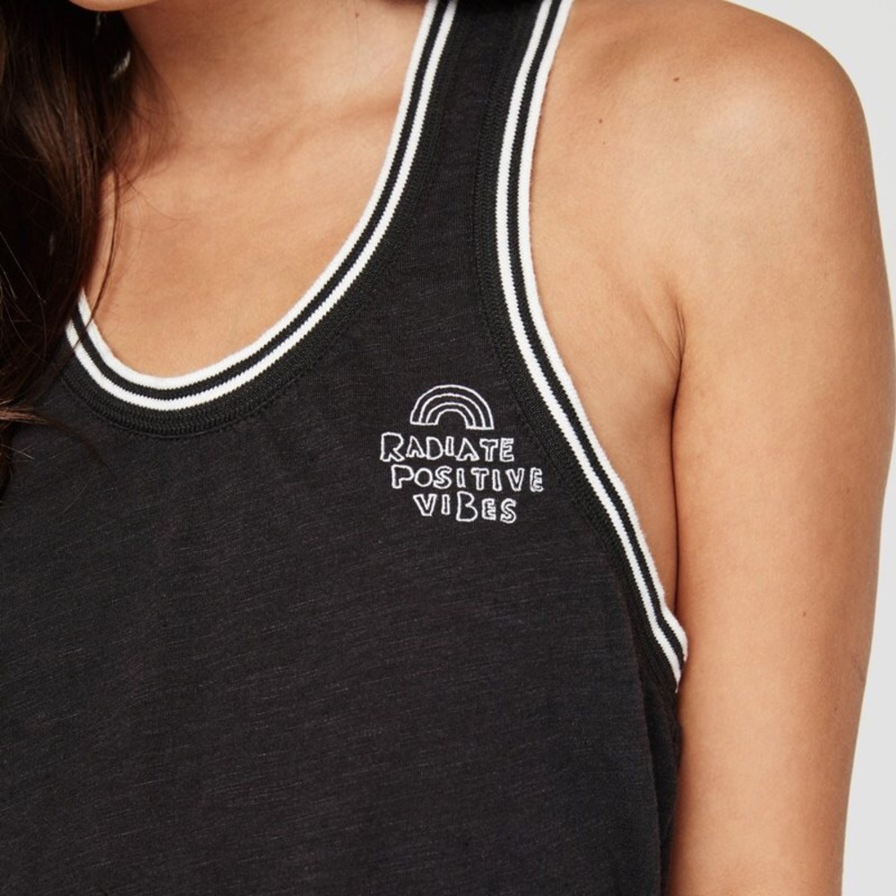 Spiritual Gangster Black Tank Top with White Accents
